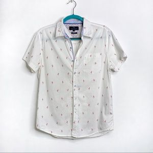 Michael Brandon Flamingo Short Sleeve Button Down Shirt